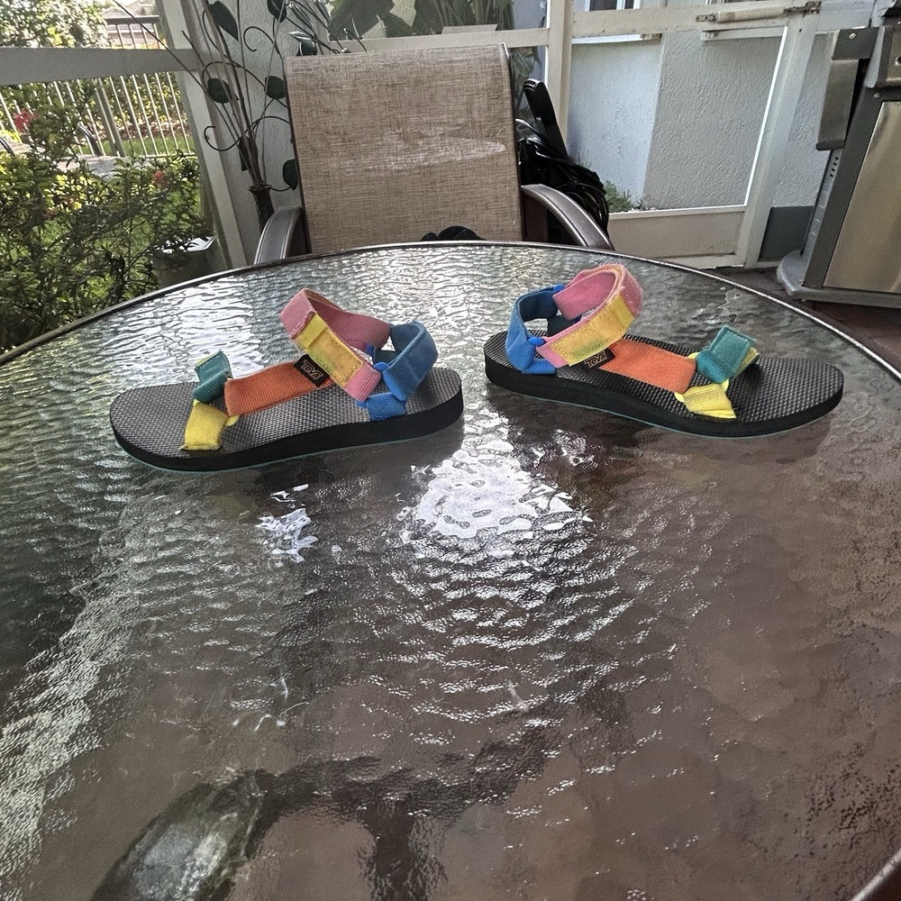 Teva Sandals Woman's Size 6 Original Universal Multi-Color Block #1003987 - Picture 11 of 13